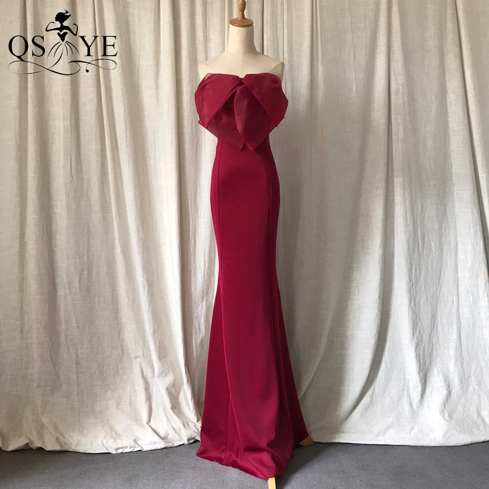 Burgundy Big Bow Knot Evening Dresses Off Shoulder Mermaid Prom Gown Elegant Simple Fit Stretchy Long Party Formal Dress Elastic
Burgundy Big Bow Knot Evening Dresses Off Shoulder Mermaid Prom Gown Elegant Simple Fit Stretchy Long Party Formal Dress Elastic