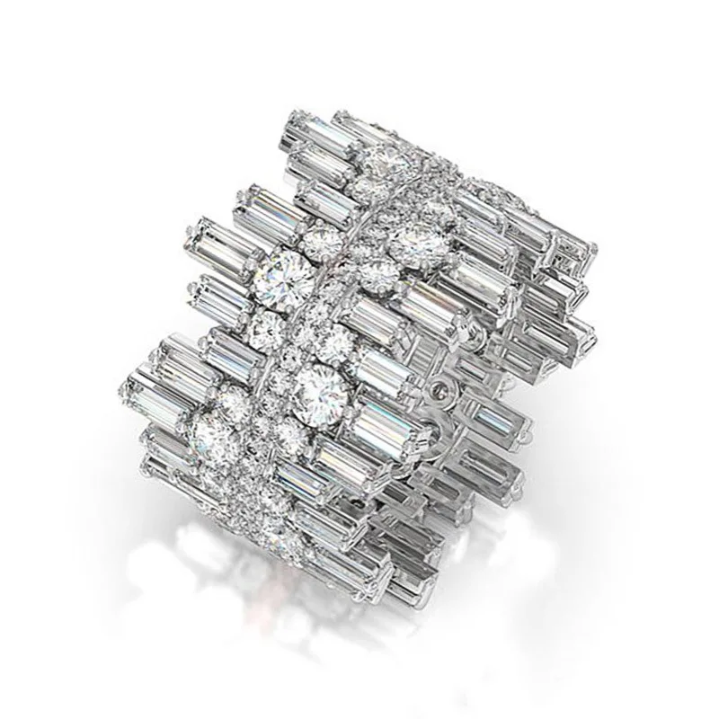 New Silver Color Irregular Micro-inlaid Clear Cubic Zirconia Rings Luxury Women's Jewelry Ring Engagement Ring Banquet Jewelry
New Silver Color Irregular Micro-inlaid Clear Cubic Zirconia Rings Luxury Women's Jewelry Ring Engagement Ring Banquet Jewelry