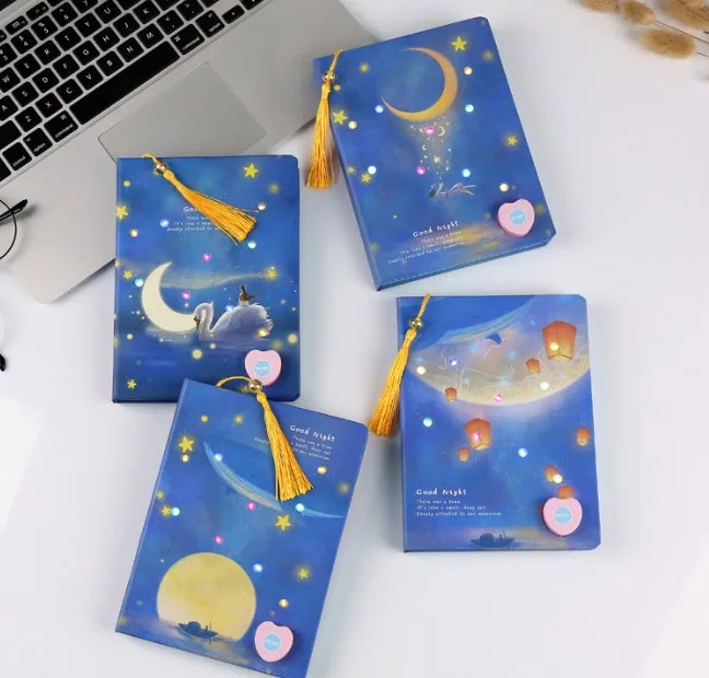 A5 Size Good Night Series Notebook ON-OFFF Lighting Notepad Creative Students Diary Book Tassels Bookmark Color Pages Stationery
A5 Size Good Night Series Notebook ON-OFFF Lighting Notepad Creative Students Diary Book Tassels Bookmark Color Pages Stationery