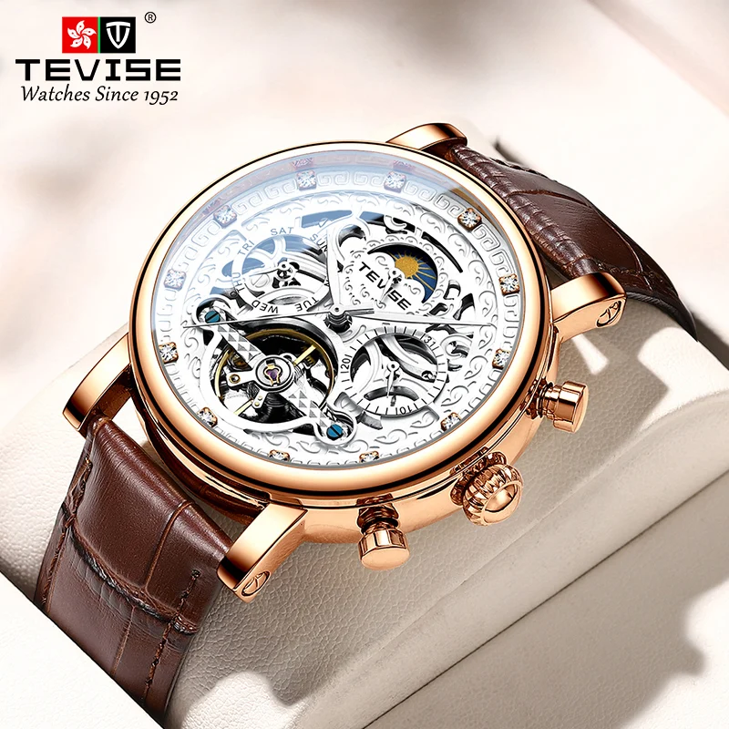 

TEVISE Perpetual Calendar Men Watch 2023 Luxury Top Brand Automatic Skeleton Watches Men Tourbillon Mechanical Watch reloj