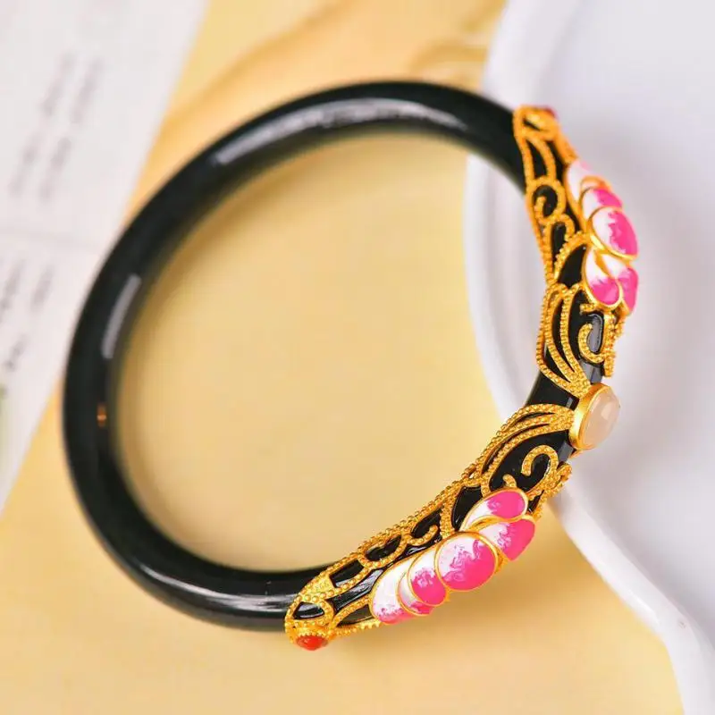 Grade A Green Jade Round Bangle S925 Sterling Silver Enamel Lotus Flower Hetian Jades Nephrite Bangles Women Fine Jewelry Gifts
Grade A Green Jade Round Bangle S925 Sterling Silver Enamel Lotus Flower Hetian Jades Nephrite Bangles Women Fine Jewelry Gifts