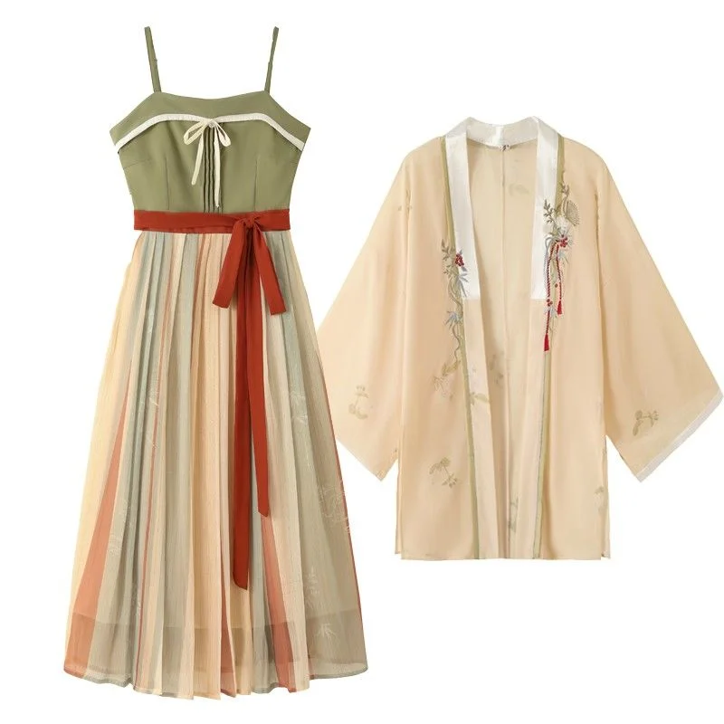 Traditional Chinese Style Multi Color Mosaic Pleated Skirt Women Hanfu Beige Yarn Coat Vintage Fairy hanfu Dress Summer Suit
Traditional Chinese Style Multi Color Mosaic Pleated Skirt Women Hanfu Beige Yarn Coat Vintage Fairy hanfu Dress Summer Suit