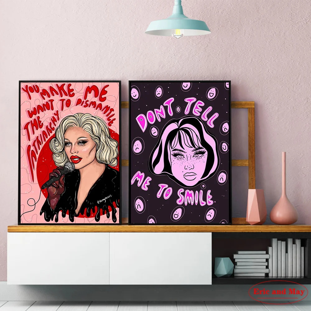 

Feminist Girl Canvas Painting Do No Tell Me To Smile Quote Prints Woman Wall Art Pictures Feminism Posters Girls Room Home Decor