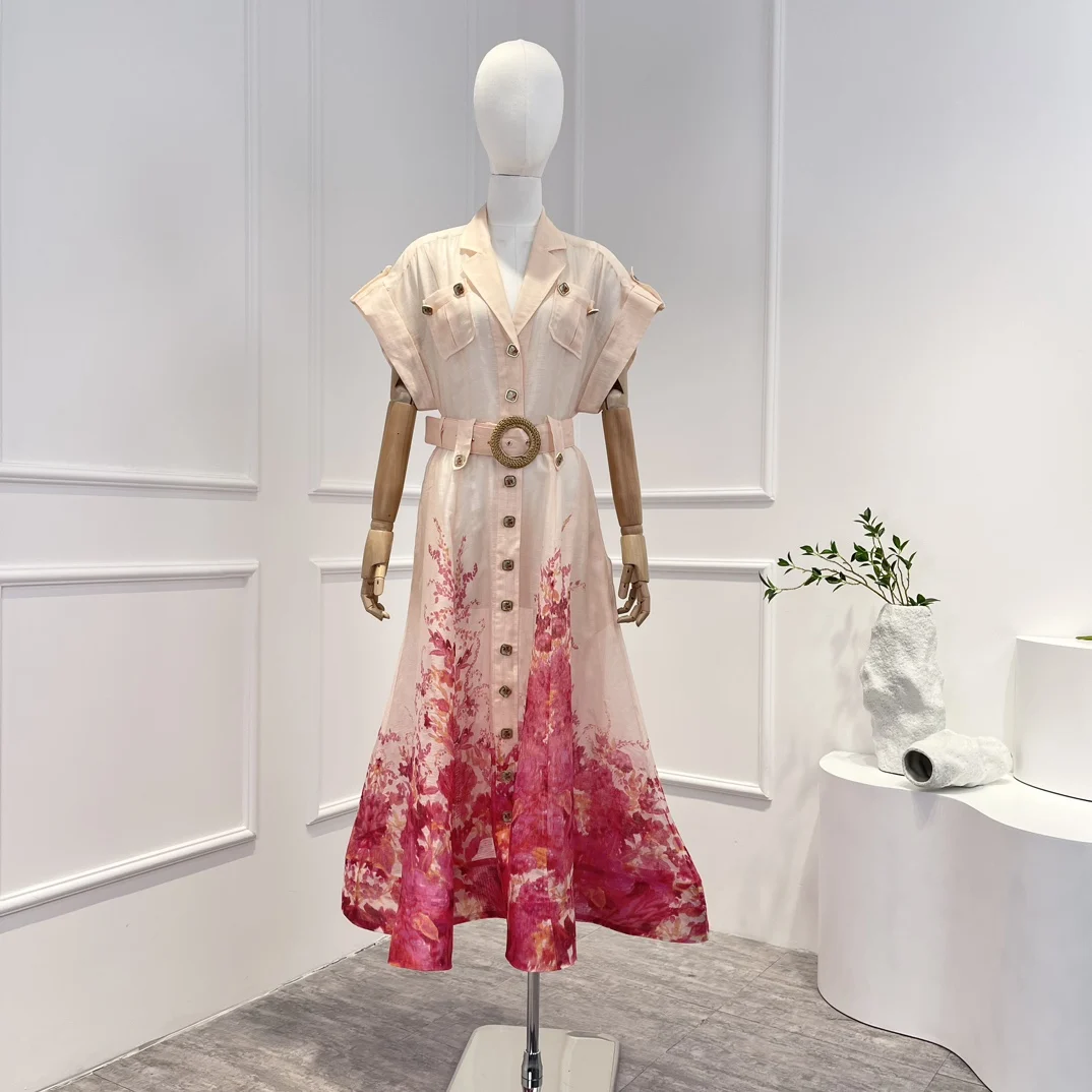 2022 Summer Spring Hot Sale Top Quality Linen Silk Pink Floral Printing Midi Dresses Women
2022 Summer Spring Hot Sale Top Quality Linen Silk Pink Floral Printing Midi Dresses Women