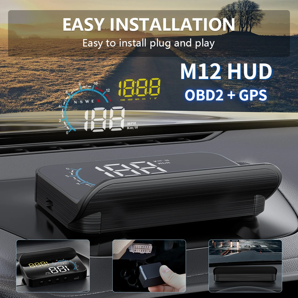 M12 NEW GPS HUD Car OBD2 Head Up Display GPS With Lens Hood HUD Windshield Projector Electronic Voltage Alarm System
M12 NEW GPS HUD Car OBD2 Head Up Display GPS With Lens Hood HUD Windshield Projector Electronic Voltage Alarm System