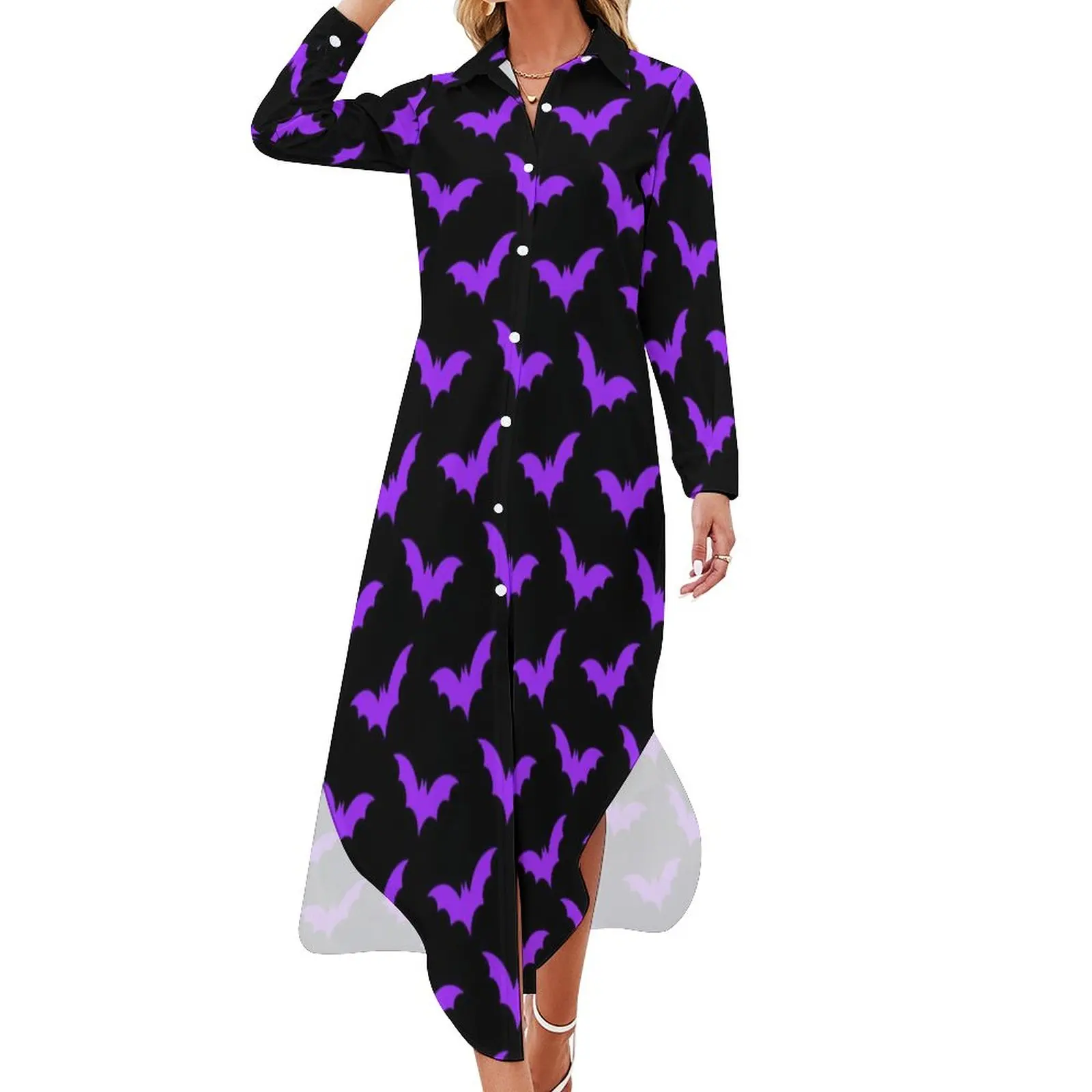 Purple Bat Print Casual Dress Halloween Pattern Streetwear Dresses V Neck Festival Chiffon Dress Long Sleeve Vestido Large Size
Purple Bat Print Casual Dress Halloween Pattern Streetwear Dresses V Neck Festival Chiffon Dress Long Sleeve Vestido Large Size