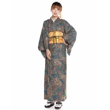Autumn and winter thickening hot gold printing small grain kimono women Japanese kimono formal wear not easily wrinkled non-iron