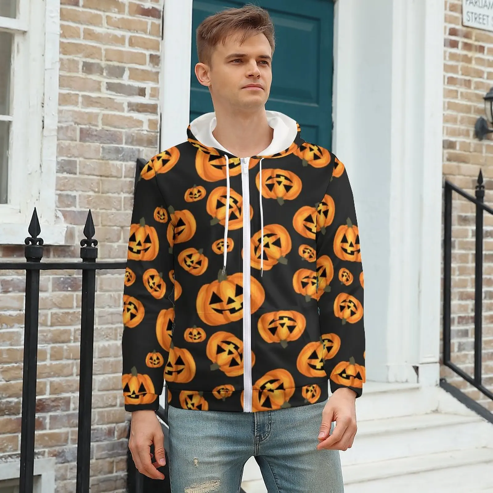 Funny Halloween Hoodies Happy Pumpkin Face Winter Polyester Hoodie Full Print Zip Up Hoodie Mens Plus Size XXXL
Funny Halloween Hoodies Happy Pumpkin Face Winter Polyester Hoodie Full Print Zip Up Hoodie Mens Plus Size XXXL