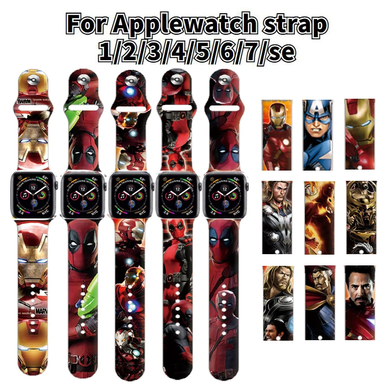 Deadpool Iron Man Venom Watch Bands for Apple Watch Strap Silicone Printing Disney Marvel Iwatch7/6/5/4/3/2/1SE 38-45mm Strap
Deadpool Iron Man Venom Watch Bands for Apple Watch Strap Silicone Printing Disney Marvel Iwatch7/6/5/4/3/2/1SE 38-45mm Strap