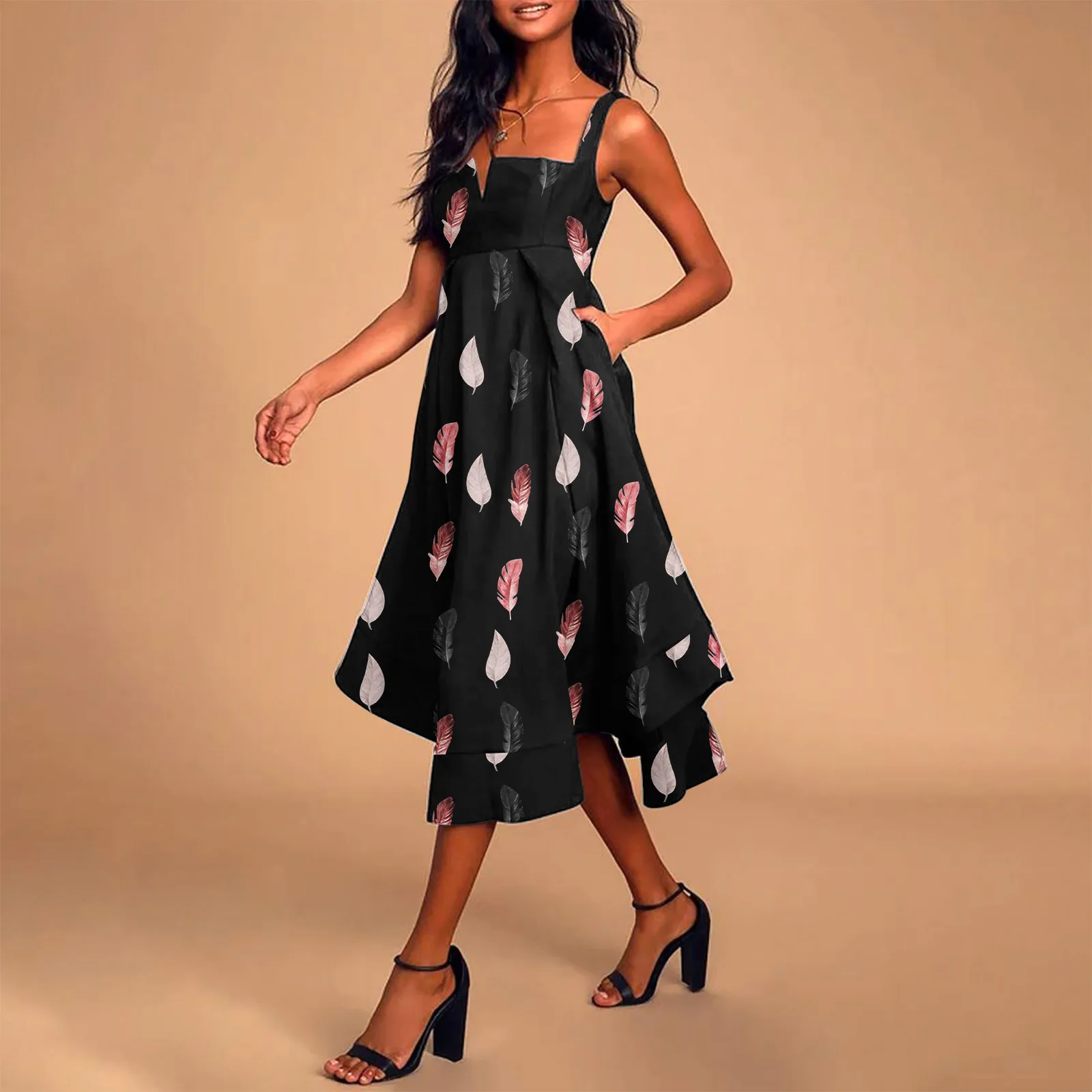 Women Summer For 2022 Floral Printing Trendy Midi Evening Dress Sleeveless V Neck Ruffle Dress With Cute Dresses for Women Long
Women Summer For 2022 Floral Printing Trendy Midi Evening Dress Sleeveless V Neck Ruffle Dress With Cute Dresses for Women Long