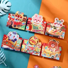 Happy New Year 2023 Chinese New Year Cute Cartoon Spring Festival Rabbit Hongbao New Year Kids Gift 6pcs/bag Red Envelopes Xmas