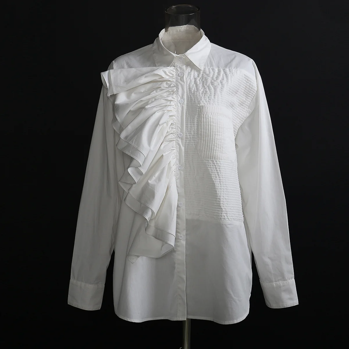 SuperAen Spring and Summer Color Matching Stitching Woman Tops White Ruffles Office Lady Shirt
SuperAen Spring and Summer Color Matching Stitching Woman Tops White Ruffles Office Lady Shirt