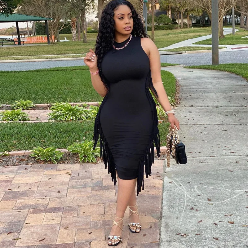 Summer Sexy Slim Tassel Dress Women Fashion Solid Round Neck Sleeveless Tight Tassel Dress Women
Summer Sexy Slim Tassel Dress Women Fashion Solid Round Neck Sleeveless Tight Tassel Dress Women