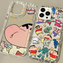 Lovely Crayon Shinchan Phone Case for iPhone 15 14 13 12 11 Pro Max XR XS X 8 7 6 6S Plus SE 2020 Cartoon Clear Silicone Cover