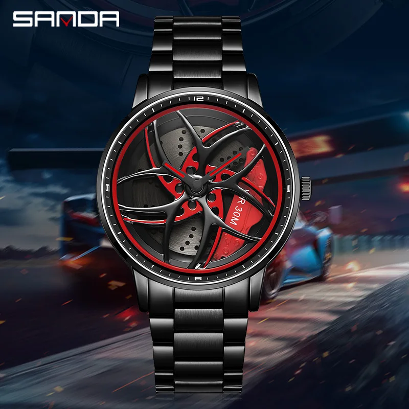 Sanda 1091Hot Sale 360 Degree Rotating Car Wheel Hollow Out Design Dial Waterproof Quartz Movement Wrist Analog Watch
Sanda 1091Hot Sale 360 Degree Rotating Car Wheel Hollow Out Design Dial Waterproof Quartz Movement Wrist Analog Watch