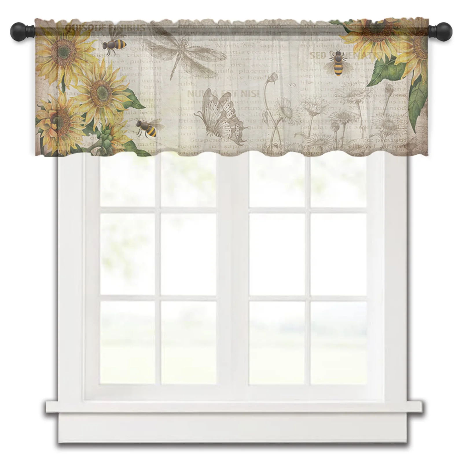 Retro Newspaper Sunflower Kitchen Small Window Curtain Tulle Sheer Short Curtain Bedroom Living Room Home Decor Voile Drapes
Retro Newspaper Sunflower Kitchen Small Window Curtain Tulle Sheer Short Curtain Bedroom Living Room Home Decor Voile Drapes