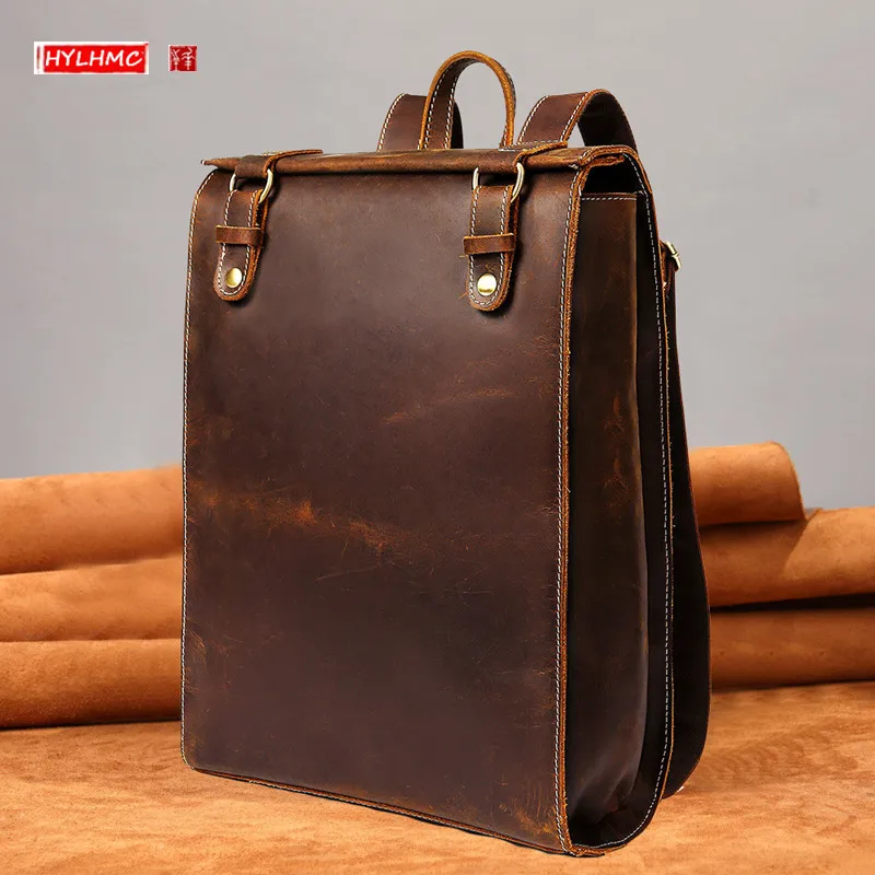 Retro Crazy Horse Leather Men's Backpack Men's Real-Leather Bag Outdoor Leisure Travel Backpack Large Capacity Computer Bag
Retro Crazy Horse Leather Men's Backpack Men's Real-Leather Bag Outdoor Leisure Travel Backpack Large Capacity Computer Bag