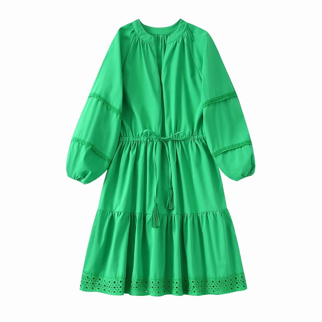 Loose Women Dress Summer 2022 New Clothes Lace Patchwork Green Color Cascading Ruffles Feminino Vestidos
Loose Women Dress Summer 2022 New Clothes Lace Patchwork Green Color Cascading Ruffles Feminino Vestidos