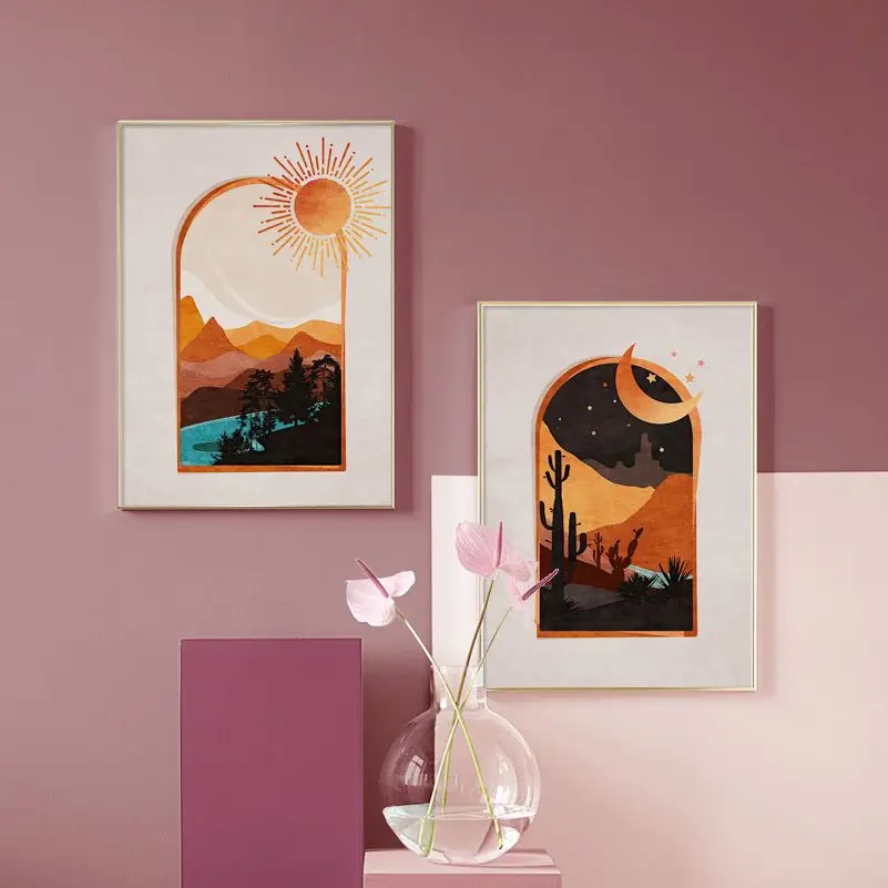 Abstract Landscape Mountains Cactus Sun Moon Wall Art Prints Canvas Painting Nordic Poster Wall Pictures For Living Room Decor
Abstract Landscape Mountains Cactus Sun Moon Wall Art Prints Canvas Painting Nordic Poster Wall Pictures For Living Room Decor