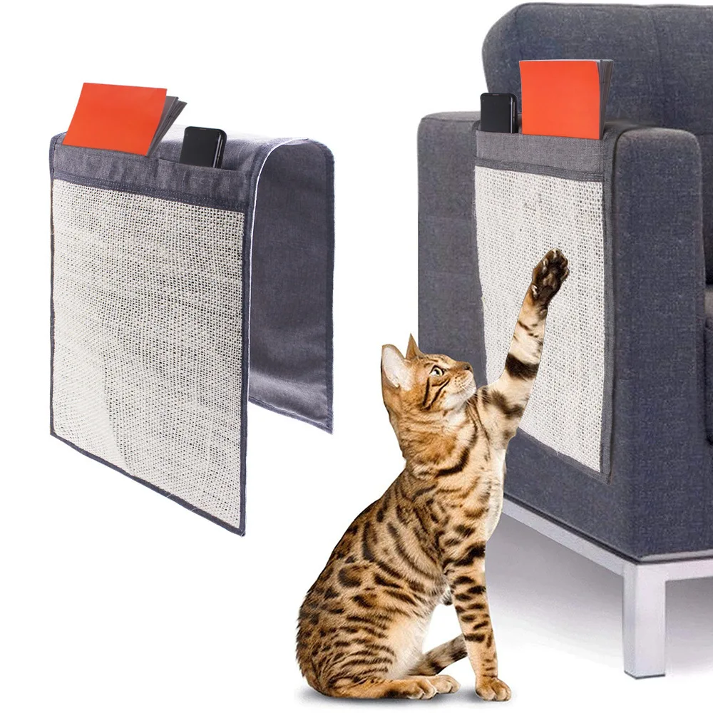 

Cat Sisal Mat Cushion Scratch Protection Cover with Pocket for Sofa Armrest Furniture Kitten Anti Bite Claws Grinding