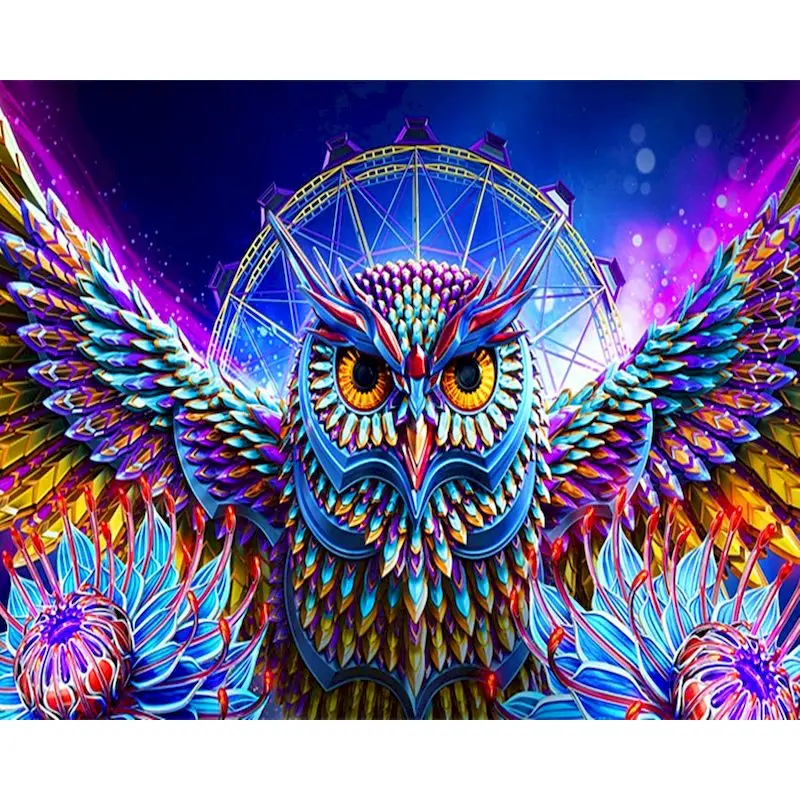 

GATYZTORY Owl Frame Painting By Numbers Kits Animal Modern Coloring By Numbers Acryl Paint For Diy Gift Wall Art Picture Artwork