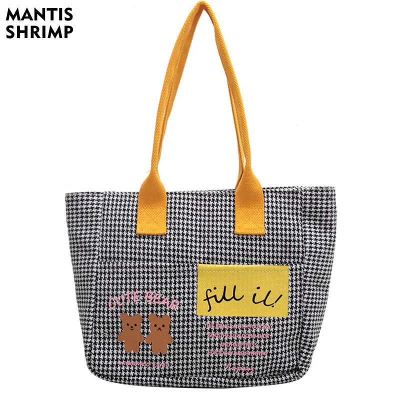 Women Bag Houndstooth Tote Women's Shoulder Bag Large Capacity Handbag Cloth Shopping Bag Classic Female Pack Casual Tote Bag 
Women Bag Houndstooth Tote Women's Shoulder Bag Large Capacity Handbag Cloth Shopping Bag Classic Female Pack Casual Tote Bag