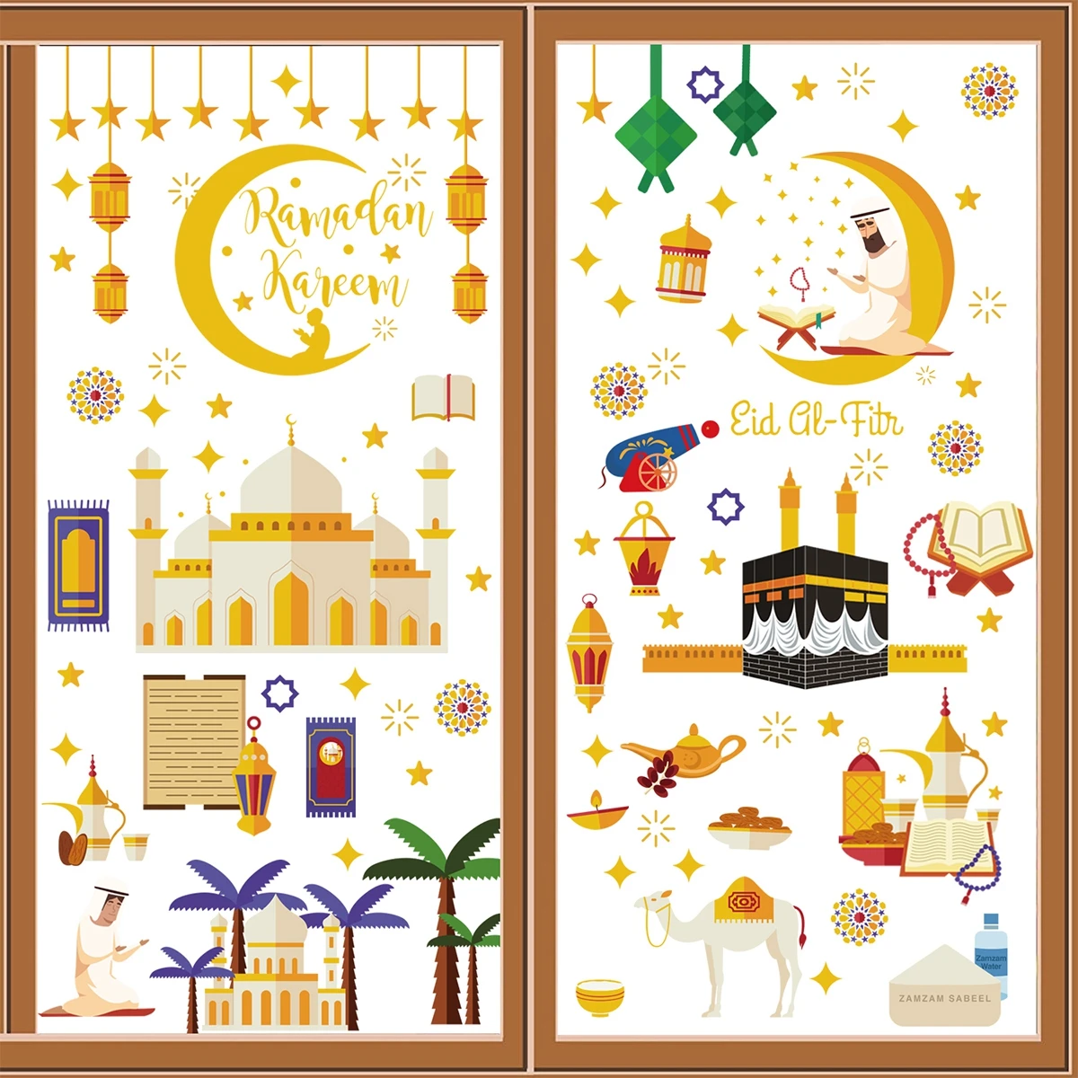 

Наклейка на окно Eid Mubarak, наклейка на окно для домашнего декора Исламской Мусульманской вечеринки Рамадан, кареем Eid Al Adha Diy, наклейка s