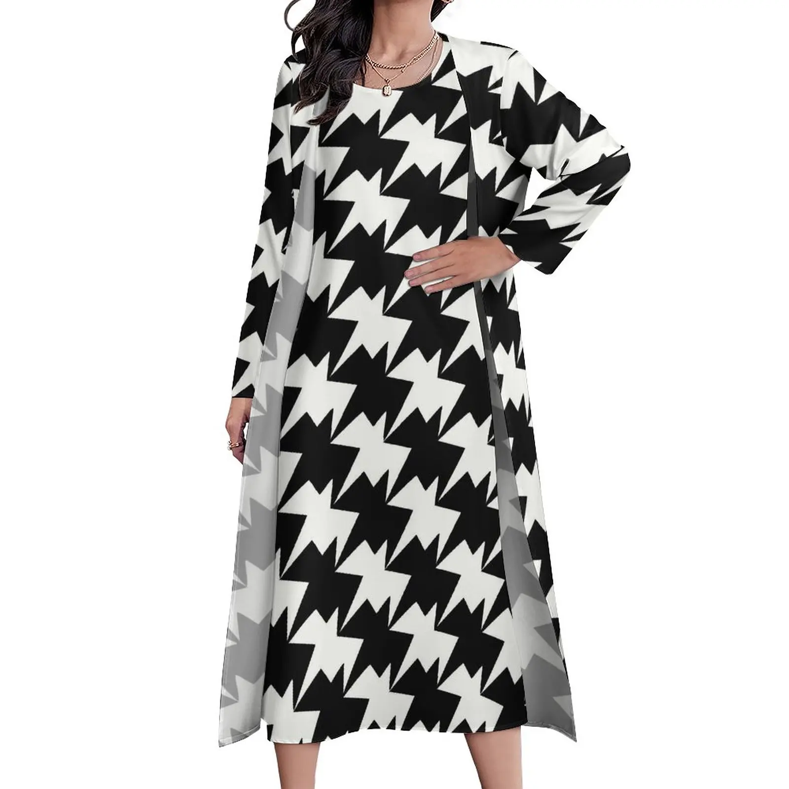 Houndstooth Graphic Dress Two Piece Modern Abstract Design Street Wear Casual Long Dresses Elegant Maxi Dress Birthday Present
Houndstooth Graphic Dress Two Piece Modern Abstract Design Street Wear Casual Long Dresses Elegant Maxi Dress Birthday Present