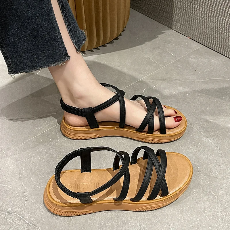 B902 summer new flat sandals women's elastic band foot cross soft bottom student casual sandals wholesale
B902 summer new flat sandals women's elastic band foot cross soft bottom student casual sandals wholesale