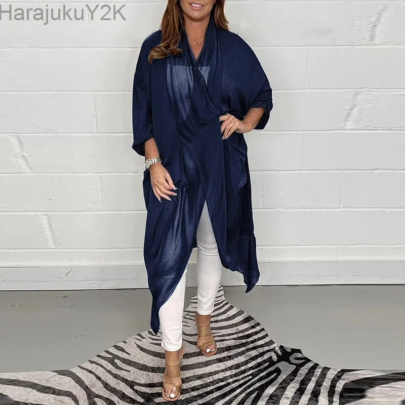 Summer Female Cardigan Top Fashion Women Thin Silk Loose V-Neck Design Sense Top 2023 Women Solid Color Chiffon Sunscreen Shirt
Summer Female Cardigan Top Fashion Women Thin Silk Loose V-Neck Design Sense Top 2023 Women Solid Color Chiffon Sunscreen Shirt