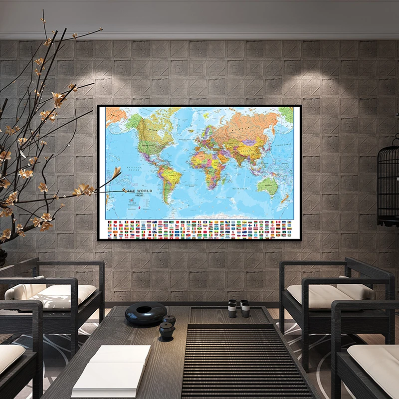 80*60cm Political Map of The World with National Flags Canvas Painting Wall Art Poster School Supplies Living Room Home Decor
80*60cm Political Map of The World with National Flags Canvas Painting Wall Art Poster School Supplies Living Room Home Decor