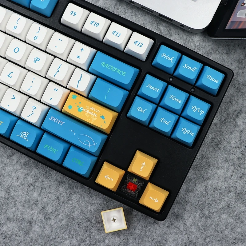 137 клавиш PBT колпачки для ключей XDA DYE SUB персонализированный синий колпачок Ocean Trip