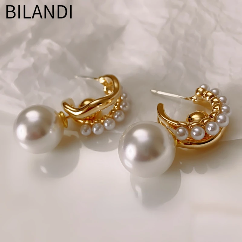 

Bilandi Modern Jewelry 925 Silver Needle Two Wearing Method Simulated Pearl Earrings For Women Girl Gift 2023 Trend New