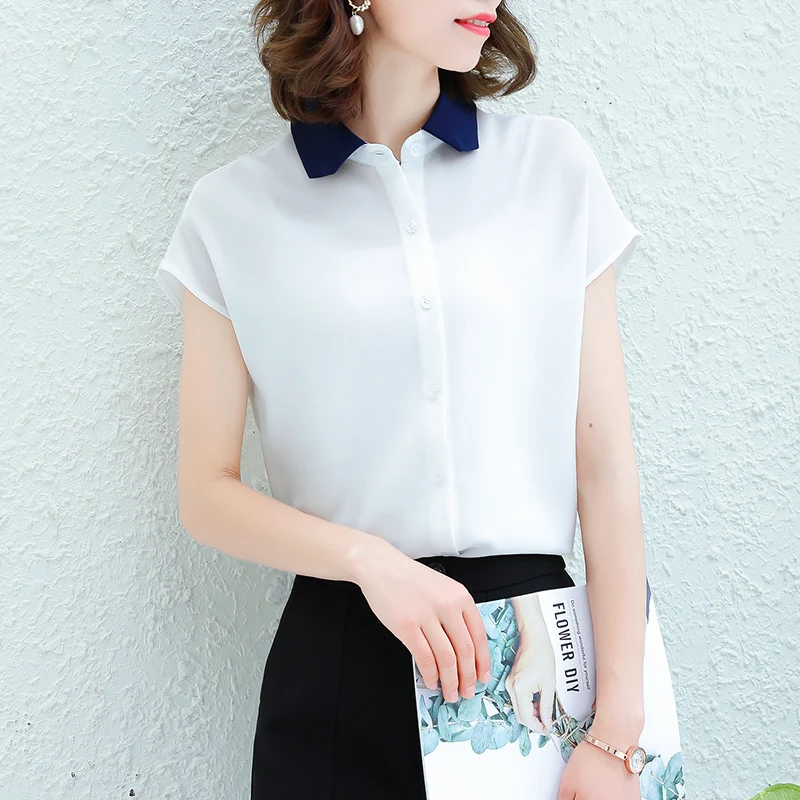 Fashion White Color Short Sleeve T-shirt 2022 Summer Women Cloth Korean Style Chiffon Polo-Neck Office Lady Women Tops Shirts
Fashion White Color Short Sleeve T-shirt 2022 Summer Women Cloth Korean Style Chiffon Polo-Neck Office Lady Women Tops Shirts