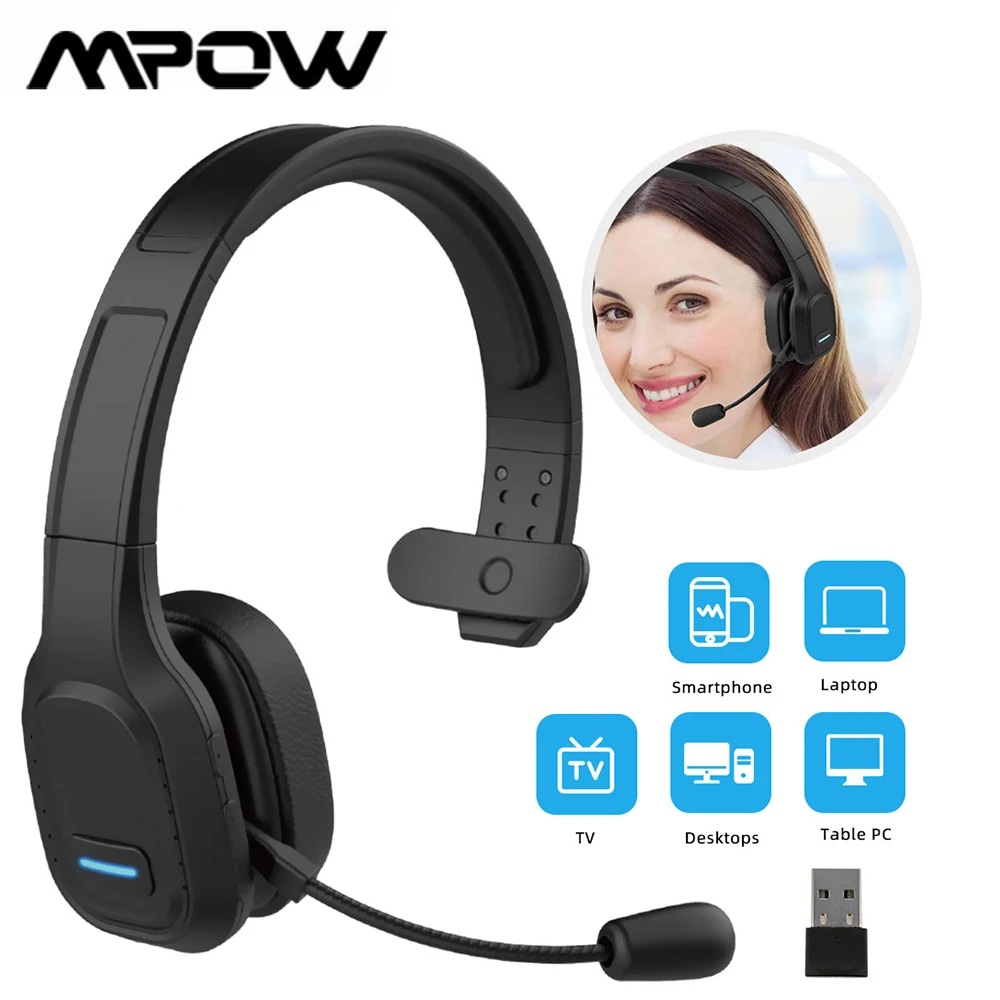 MPOW USB Bluetooth 5.0 Wireless Headphone One Side Earpiece Telephone Operator Headphone with Microphone for PC Laptop Call Cent
MPOW USB Bluetooth 5.0 Wireless Headphone One Side Earpiece Telephone Operator Headphone with Microphone for PC Laptop Call Cent