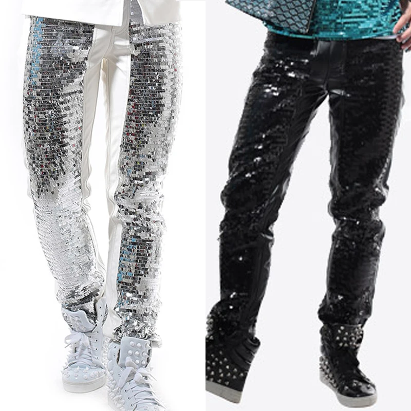 Jazz Dance Costumes Sequin Glitter Rock Magic Punk Pants Singer Performance Clothes Male Nightclub Bar DJ Leather Pant Men DT814
Jazz Dance Costumes Sequin Glitter Rock Magic Punk Pants Singer Performance Clothes Male Nightclub Bar DJ Leather Pant Men DT814