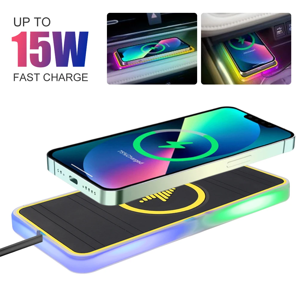 Car Wireless Charger 15W Qi Fast Charging Pad Anti-skid Mat Holder With LED Atmosphere Light For Phone Wireless Earphone Drop
Car Wireless Charger 15W Qi Fast Charging Pad Anti-skid Mat Holder With LED Atmosphere Light For Phone Wireless Earphone Drop