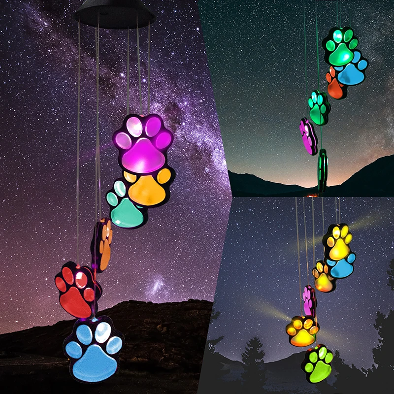 Solar LED Wind Chimes Lights Dogs Cat Pet Outdoor Pet Pawprint Remembrance Waterproof Color Changing Balcony Yard Patio Decor
Solar LED Wind Chimes Lights Dogs Cat Pet Outdoor Pet Pawprint Remembrance Waterproof Color Changing Balcony Yard Patio Decor