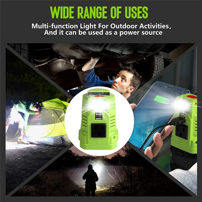 150W Powered Inverter Generator for Ryobi 18V Lithium Battery Portable Power Station with Dual USB LED Light
150W Powered Inverter Generator for Ryobi 18V Lithium Battery Portable Power Station with Dual USB LED Light