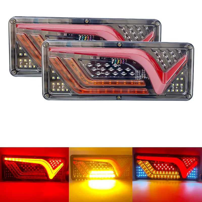 

2PCS 24V Dynamic LED Truck Tail Light Turn Signal Rear Brake Lights Reverse Lamp Trailer Lorry Bus Camper Caravan For Kamaz