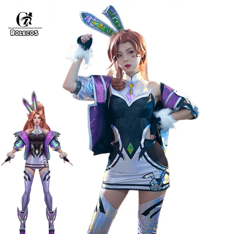 

ROLECOS LOL Battle Bunny Miss Fortune Cosplay Costume LOL The Anima Squad Miss Fortune Cosplay Costume Sexy Women Christmas Cos