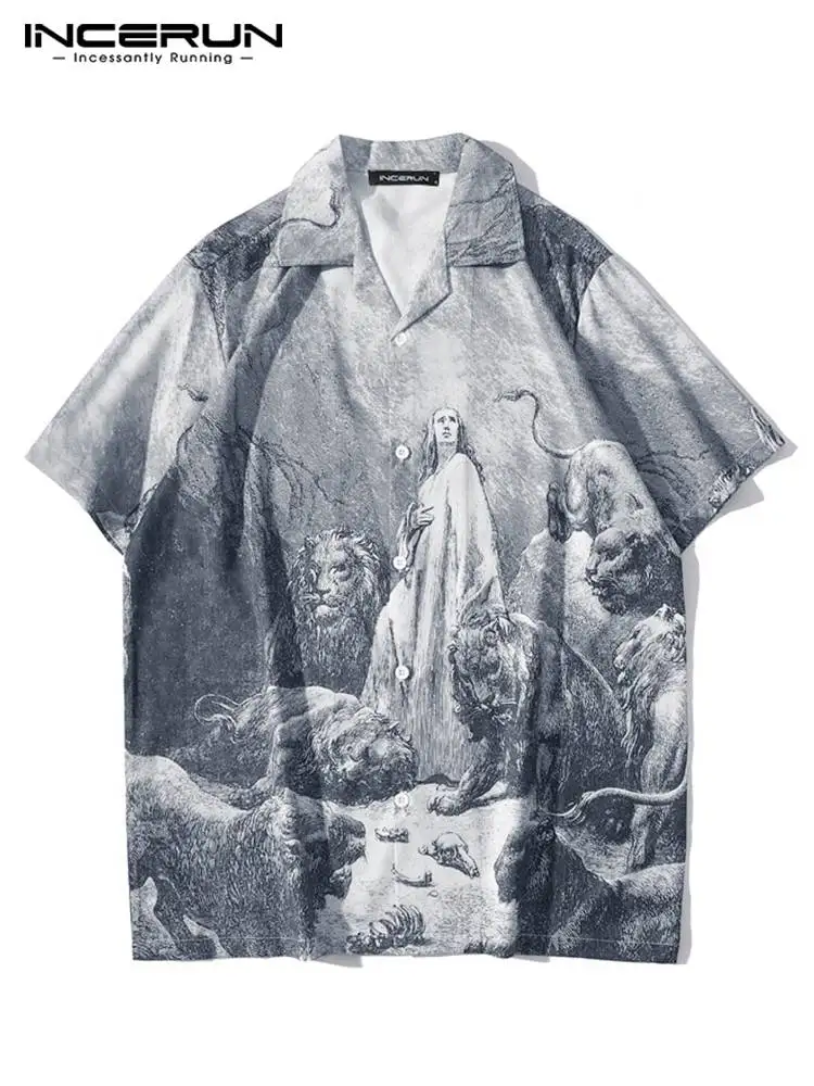 INCERUN Men Shirt Printing Streetwear 2022 Lapel Short Sleeve Summer Casual Men Clothing Loose Leisure Camiseta Masculina S-3XL
INCERUN Men Shirt Printing Streetwear 2022 Lapel Short Sleeve Summer Casual Men Clothing Loose Leisure Camiseta Masculina S-3XL