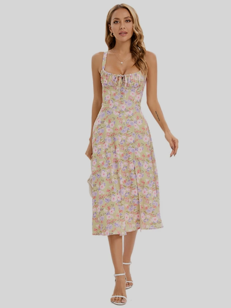 Sexy Spaghetti Strap Floral Printed Midi Slim Dress Summer Vintage Sleeveless Lace-up Printed Bodycon Dress Evening Party Club
Sexy Spaghetti Strap Floral Printed Midi Slim Dress Summer Vintage Sleeveless Lace-up Printed Bodycon Dress Evening Party Club
