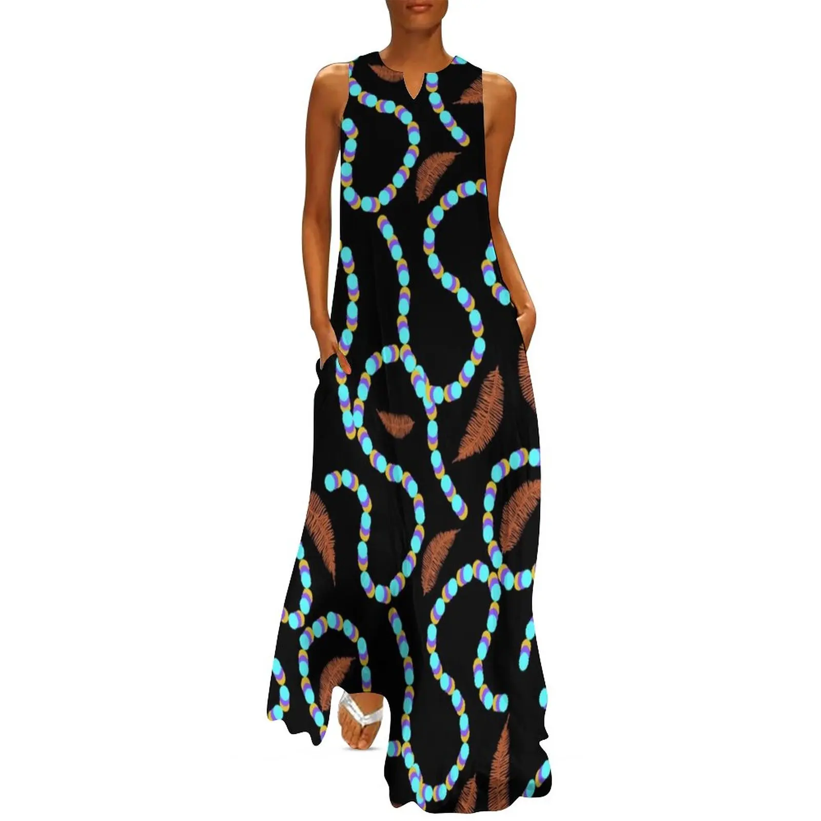 Bright Beads Print Dress Falling Leaves Kawaii Maxi Dress Korean Fashion Casual Long Dresses Ladies V Neck Oversized Clothing
Bright Beads Print Dress Falling Leaves Kawaii Maxi Dress Korean Fashion Casual Long Dresses Ladies V Neck Oversized Clothing