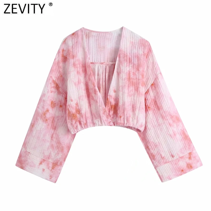 Zevity New Women Vintage V Neck Pink Tied Dyed Printing Short Smock Blouse Female Kimono Shirt Chic Slim Blusas Crop Tops LS9281
Zevity New Women Vintage V Neck Pink Tied Dyed Printing Short Smock Blouse Female Kimono Shirt Chic Slim Blusas Crop Tops LS9281