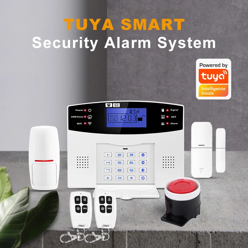 

TUYA Smart Home Security Alarm System WIFI+GSM Dual Network With Remote Control PIR Motion Sensor Door/Window Sensor Wired Siren