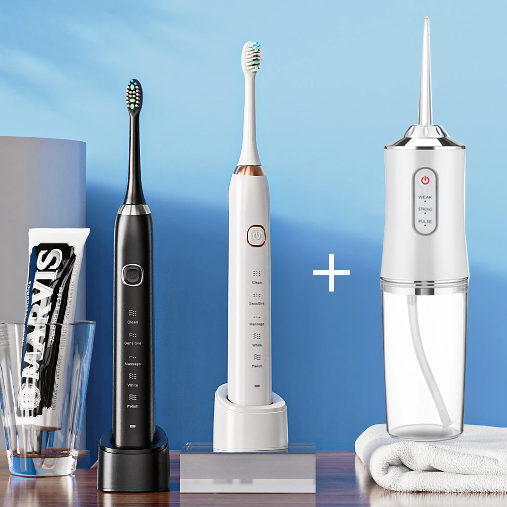Sonic Electric Toothbrush with Oral Irrigator Portable Dental Water Flosser Teeth Whitening Ultrasonic Vibration Oral Cleaner
Sonic Electric Toothbrush with Oral Irrigator Portable Dental Water Flosser Teeth Whitening Ultrasonic Vibration Oral Cleaner
