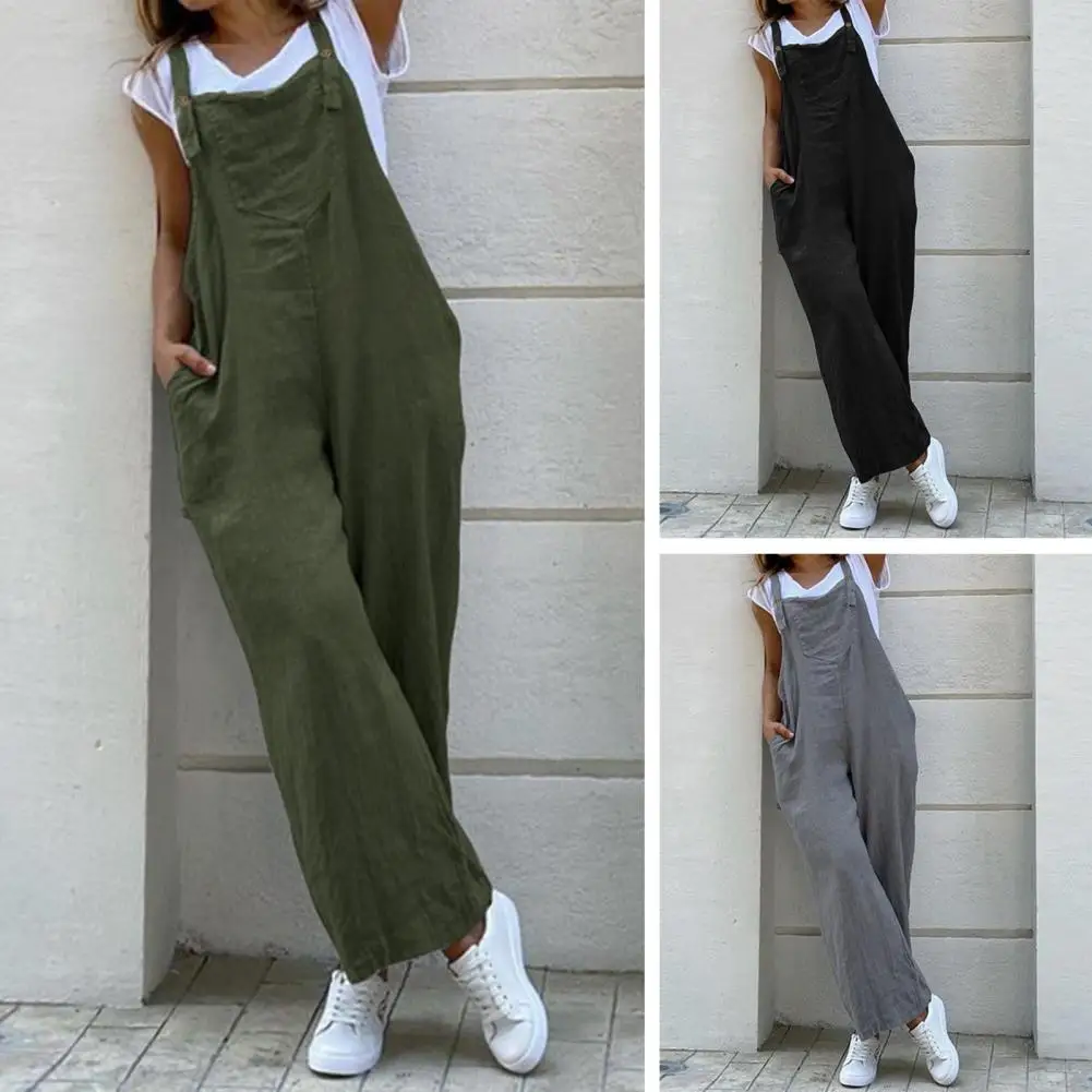 Stylish Lady Jumpsuit Backless Loose Type Pockets Deep Crotch Leisure Summer Romper Overalls Summer Romper Garment
Stylish Lady Jumpsuit Backless Loose Type Pockets Deep Crotch Leisure Summer Romper Overalls Summer Romper Garment
