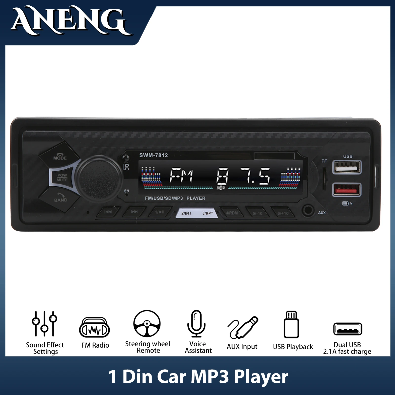 1 Din 12V Bluetooth Car MP3 Player FM Car Radio TF Card Dual USB Audio AUX-IN Car Stereo Voice Assistant with Remote Control
1 Din 12V Bluetooth Car MP3 Player FM Car Radio TF Card Dual USB Audio AUX-IN Car Stereo Voice Assistant with Remote Control