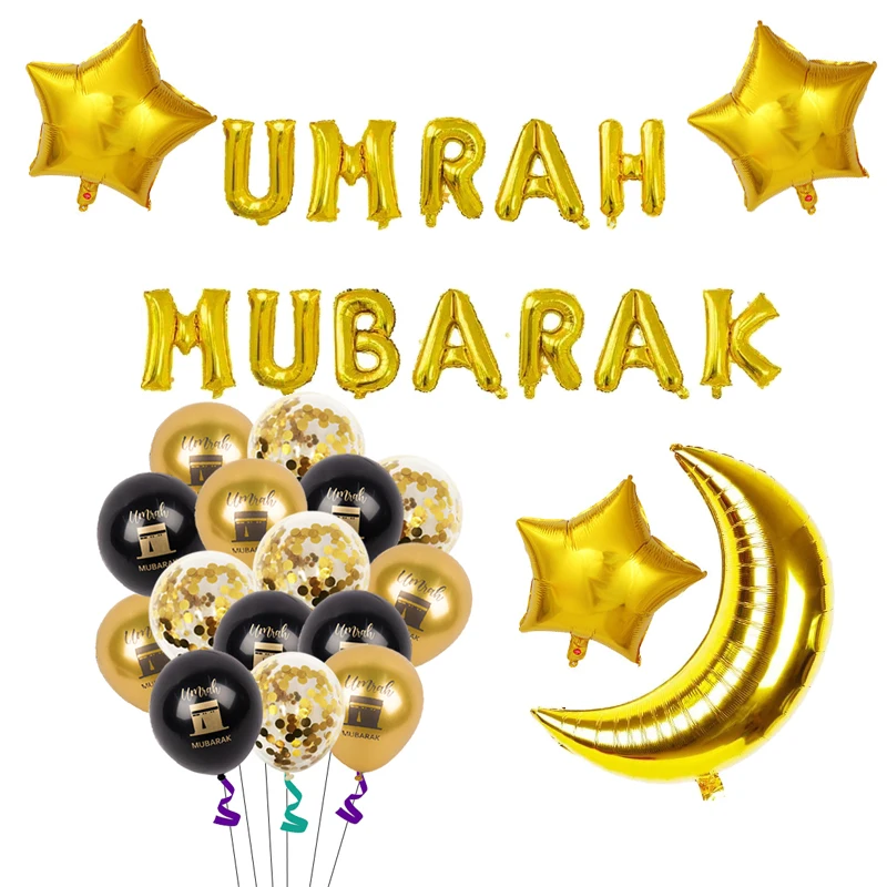 Фольгированные воздушные шары Umrak Mubarak с надписью Рамадан украшение звезда луна